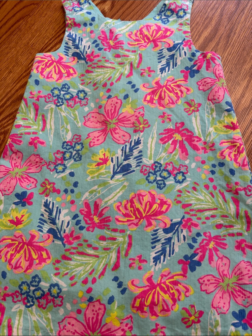 Tommy Bahama Aqua Girl's Floral Sundress with Pink Script